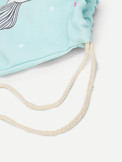 Unicorn Print Drawstring Backpack-accessories-Des Mess
