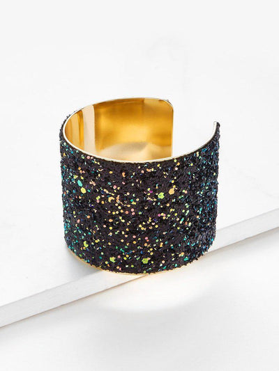 Sequin Overlay Wide Cuff Bracelet--Des Mess