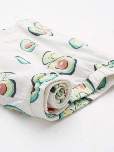 Avocado Print Top And Bow Front Shorts Pajama Set-loungewear-Des Mess