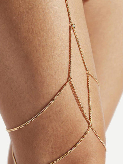 Rhinestone Detail Layered Thigh Chain-jewelry-Des Mess