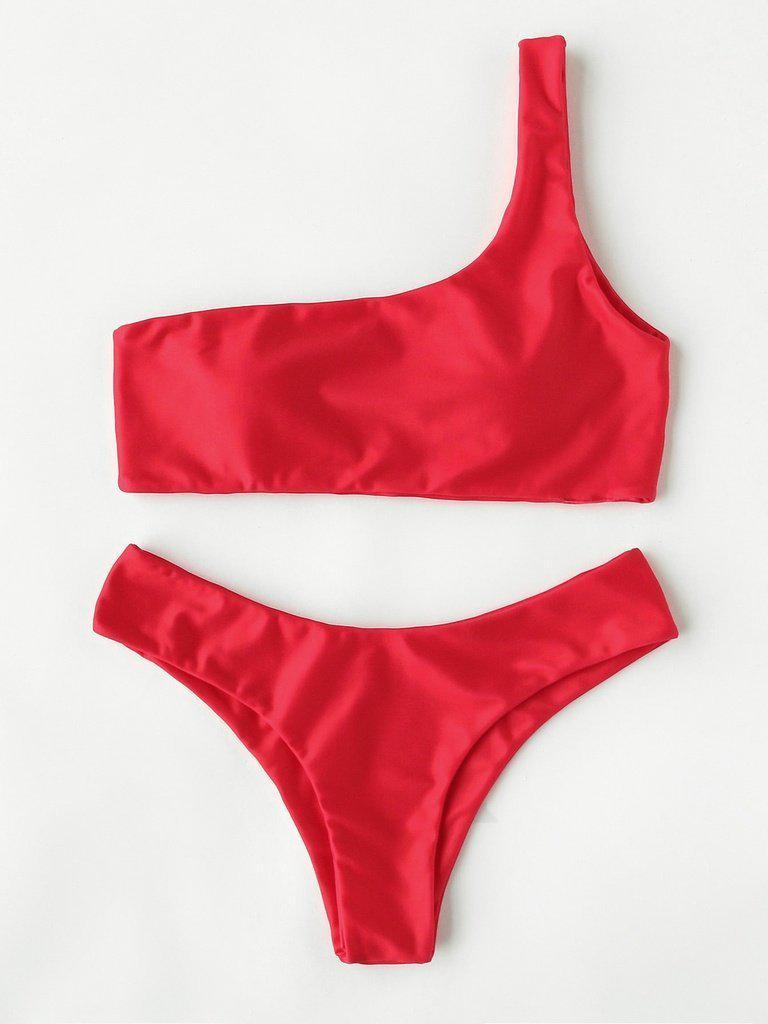 One Shoulder Beach Bikini Set-swimwear-Des Mess