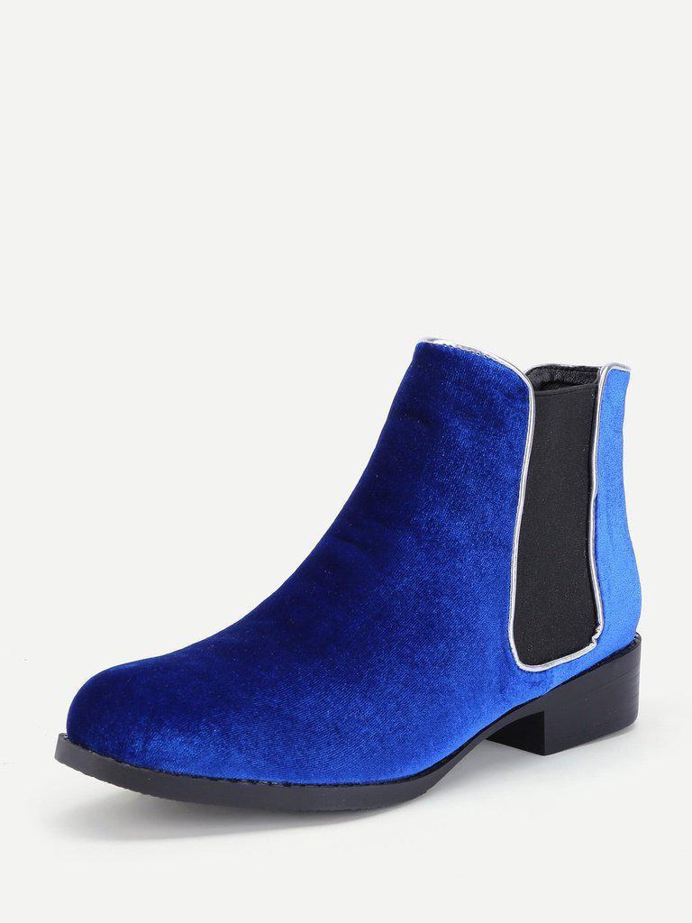 Round Toe Velvet Chelsea Boots-shoes-Des Mess