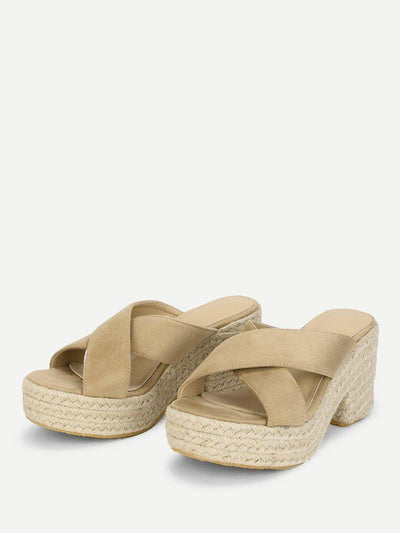 Criss Cross Suede Wedge Sandals-shoes-Des Mess