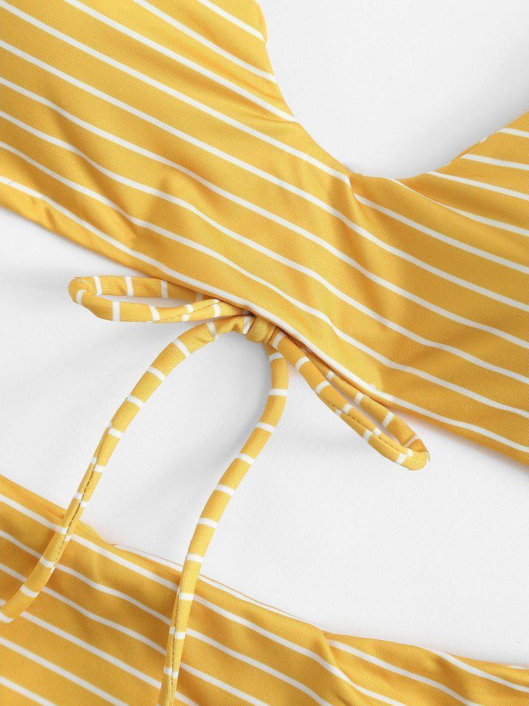 Striped Strappy Bikini Set-swimwear-Des Mess