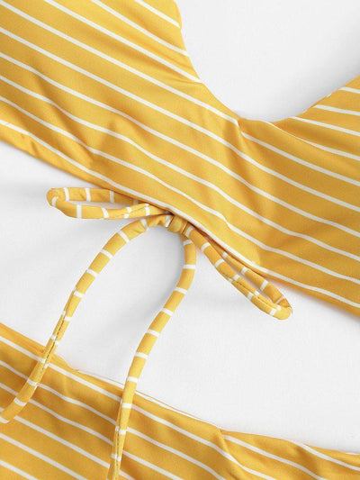 Striped Strappy Bikini Set-swimwear-Des Mess
