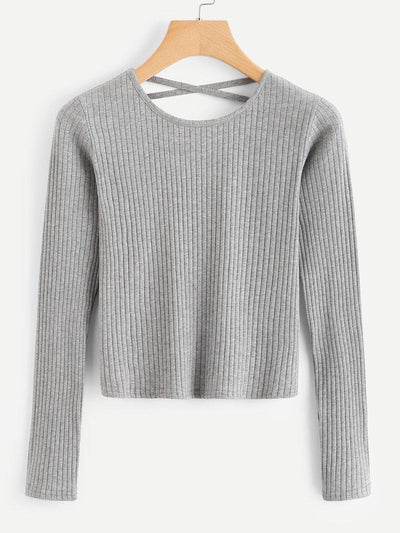Criss Cross Back Ribbed Tshirt-outerwear-Des Mess