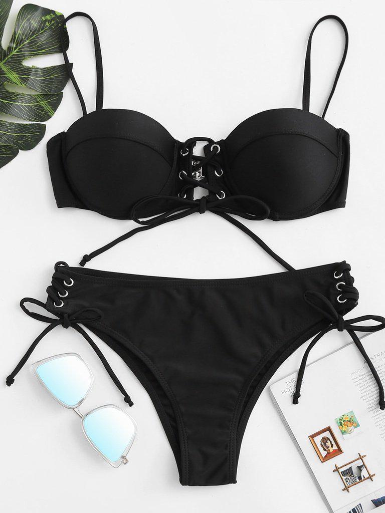 Lace Up Bikini Set-swimwear-Des Mess