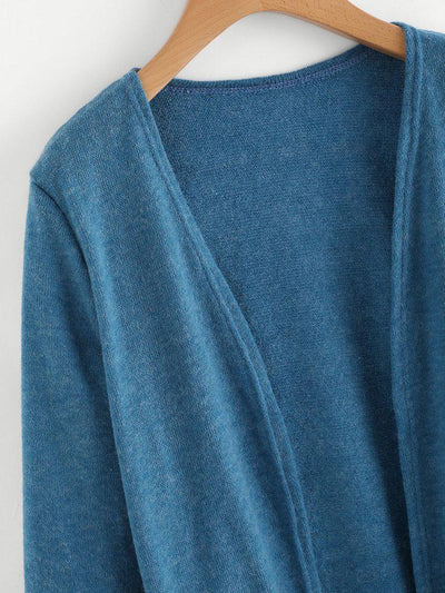 Elastic Cuff Cardigan With Pockets-outerwear-Des Mess