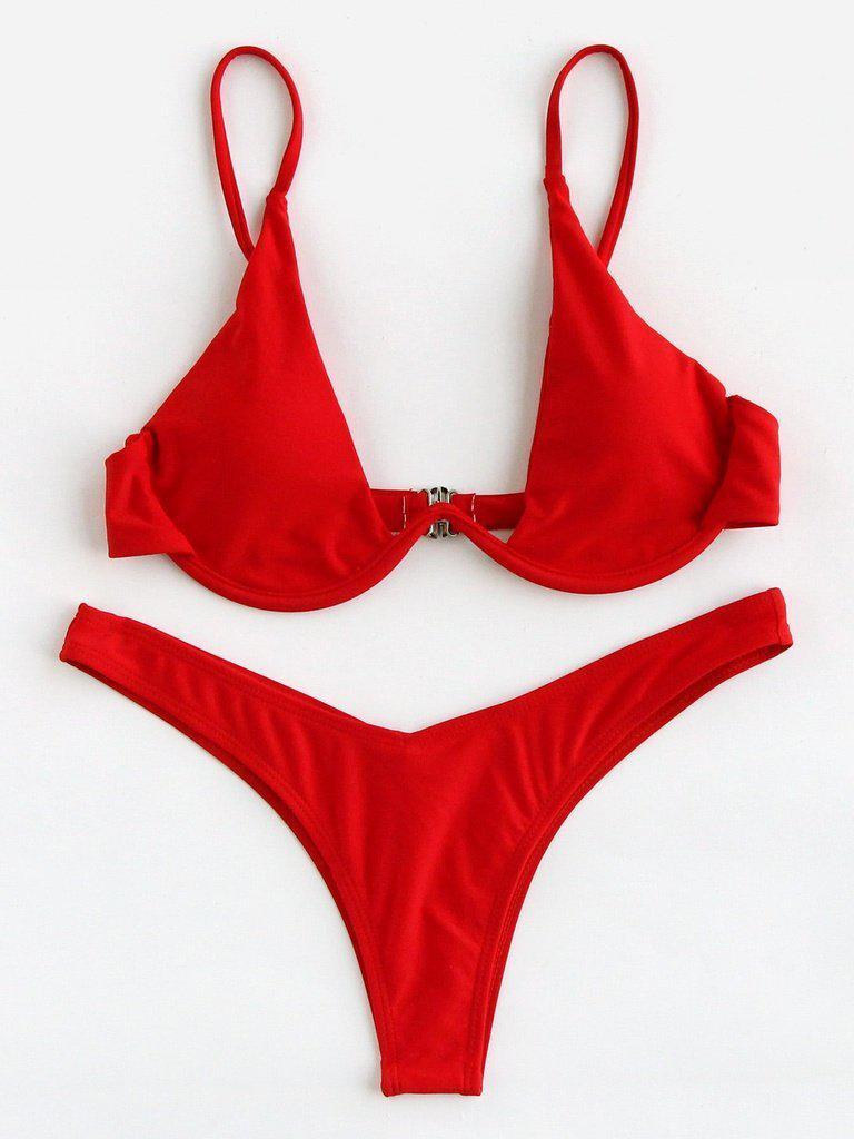 Underwire High Leg Bikini Set-swimwear-Des Mess