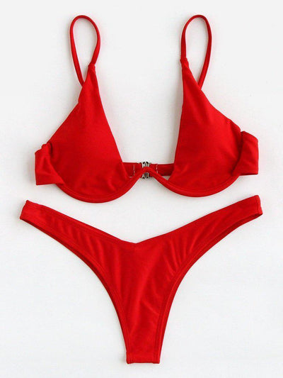 Underwire High Leg Bikini Set-swimwear-Des Mess