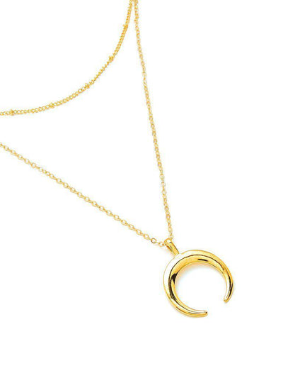 Metal Horn Pendant Layered Chain Necklace-jewelry-Des Mess