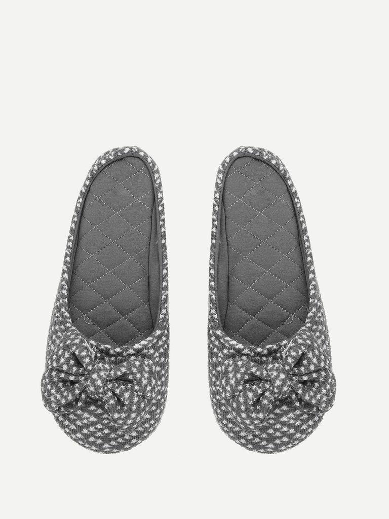 Round Toe Bow Design Flat Slippers-shoes-Des Mess