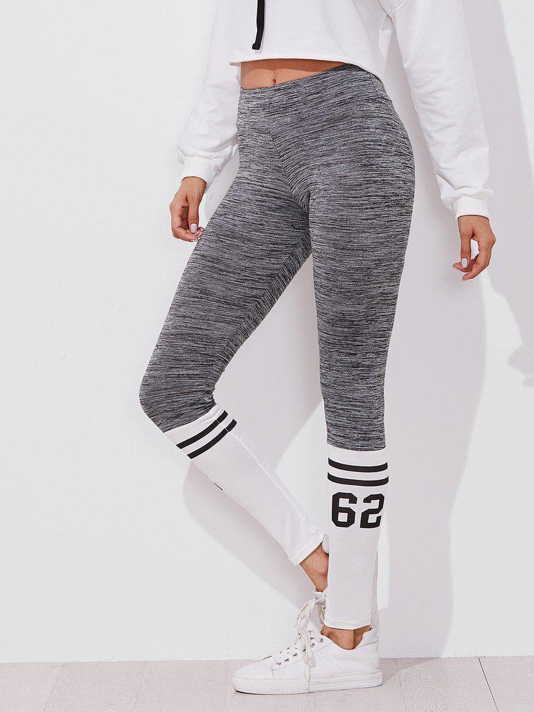 Varsity Print Space Dye Leggings-bottom-Des Mess