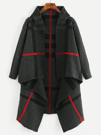 Tartan Plaid Waterfall Cardigan-outerwear-Des Mess