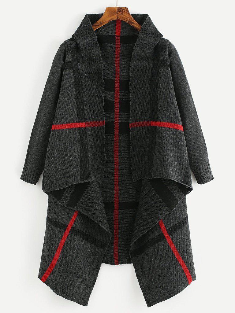 Tartan Plaid Waterfall Cardigan-outerwear-Des Mess