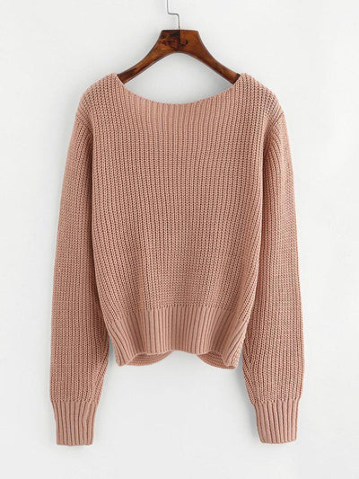 Pearl Beaded Detail Twist Sweater-outerwear-Des Mess