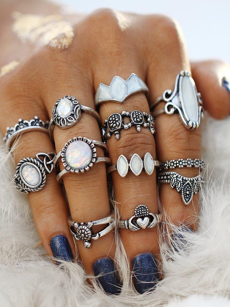 Turtle And Crown Design Ring Set-jewelry-Des Mess