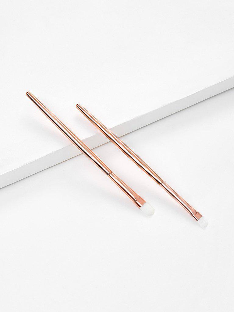 Metallic Handle Professional Makeup Brush Set 2Pcs-makeup-Des Mess