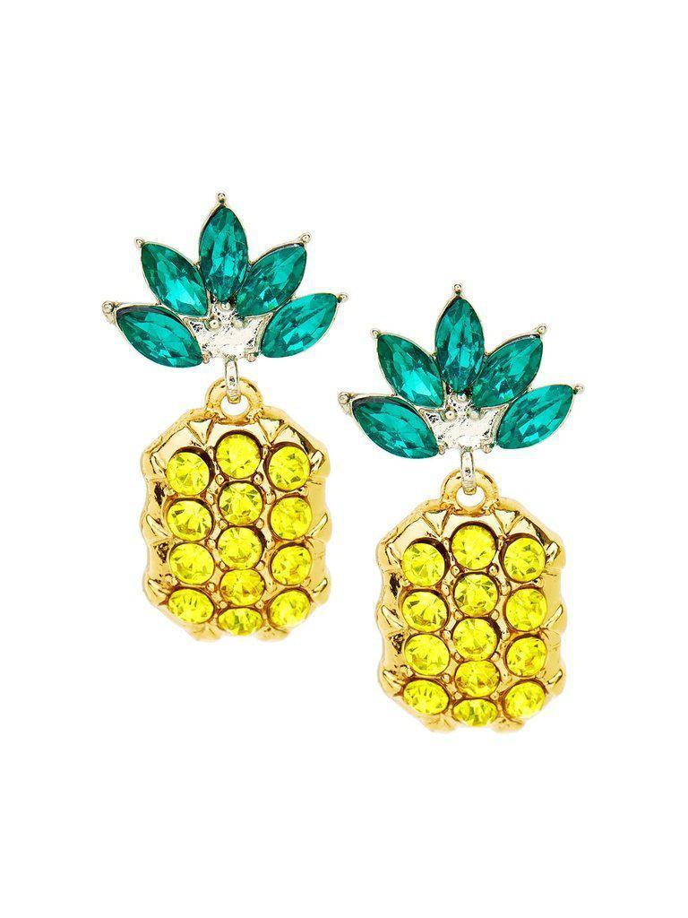 Rhinestone Overlay Pineapple Shaped Earrings-jewelry-Des Mess