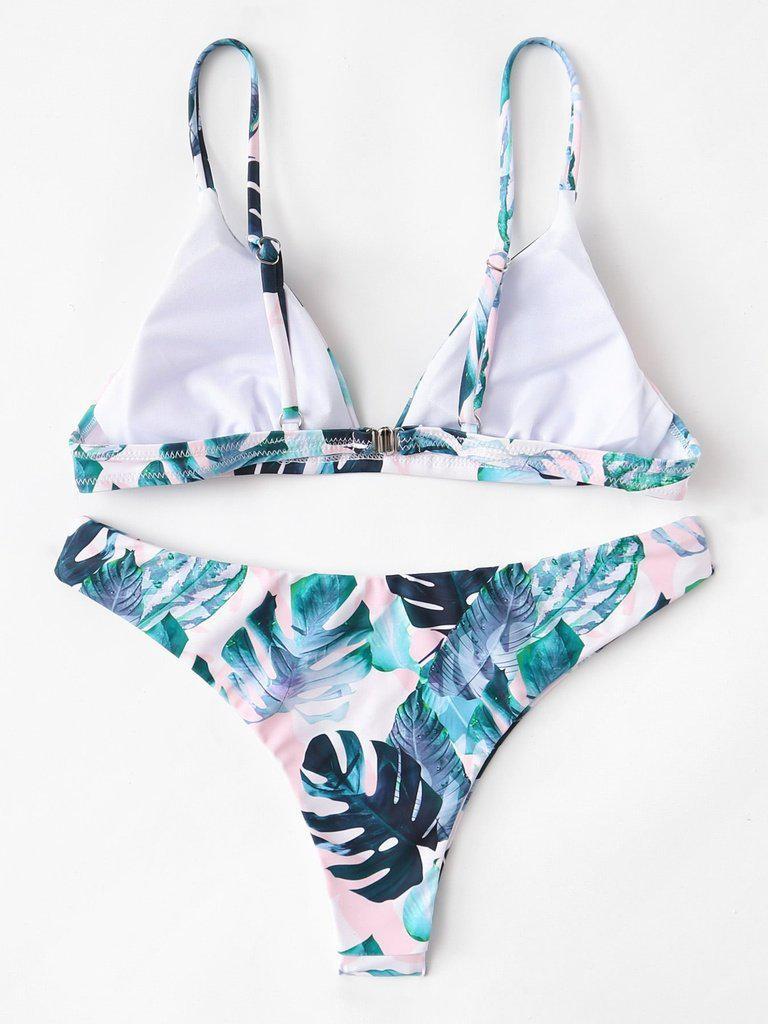 Lace Insert Tropical Bikini Set-swimwear-Des Mess