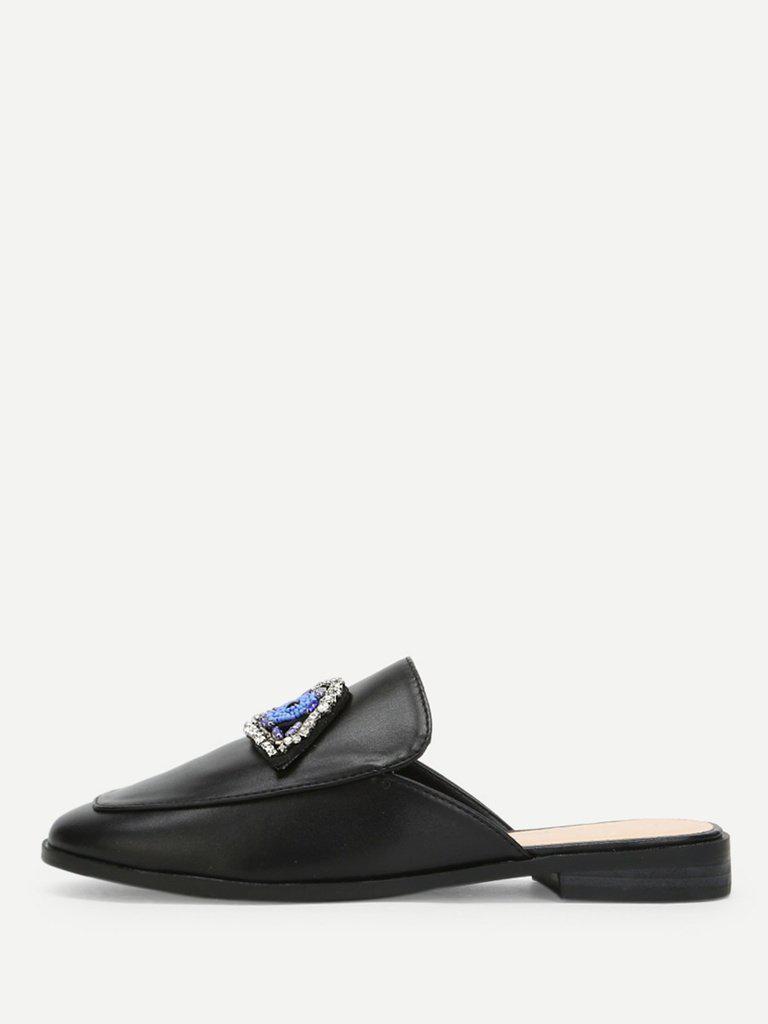 Rhinestone Eye Loafer Mules-shoes-Des Mess