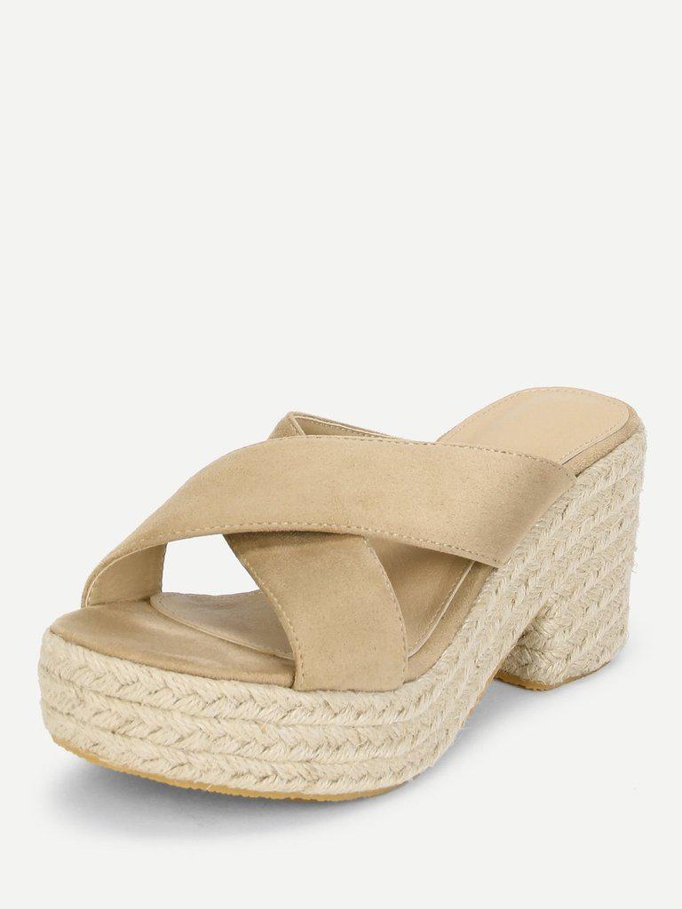 Criss Cross Suede Wedge Sandals-shoes-Des Mess