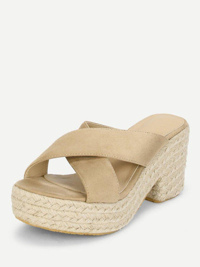 Criss Cross Suede Wedge Sandals-shoes-Des Mess