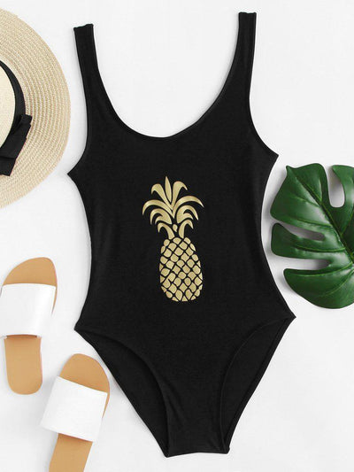 Pineapple Print Swimsuit-swimwear-Des Mess