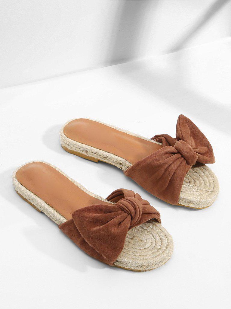 Bow Decorated Espadrille Flat Sandals-shoes-Des Mess