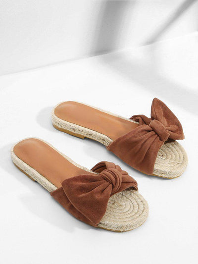 Bow Decorated Espadrille Flat Sandals-shoes-Des Mess