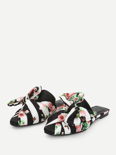 Bow Detail Floral Print Flats-shoes-Des Mess