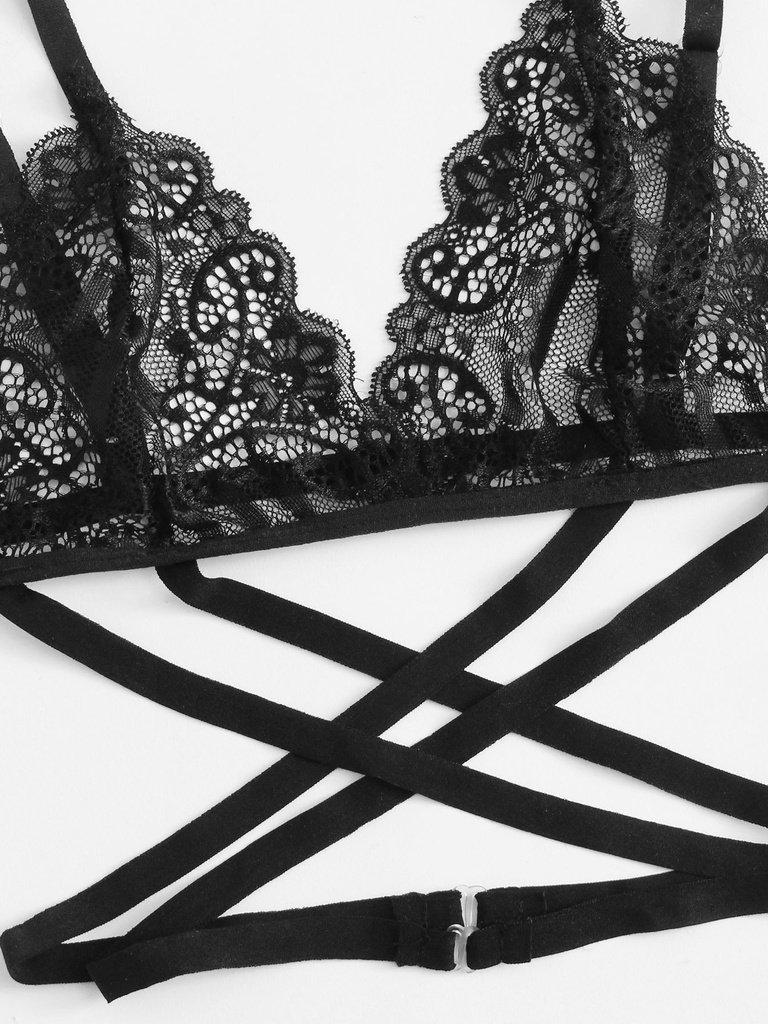 Scalloped Trim Lace Lingerie Set-lingerie-Des Mess
