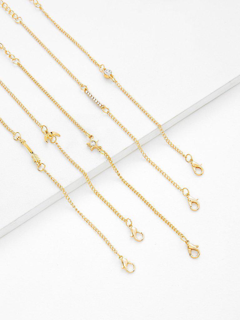 Rhinestone Moon & Star Chain Bracelet Set-jewelry-Des Mess