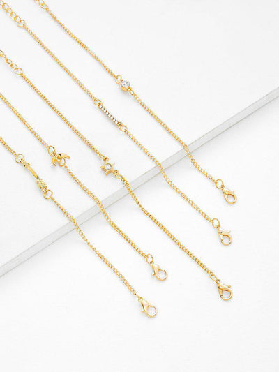 Rhinestone Moon & Star Chain Bracelet Set-jewelry-Des Mess