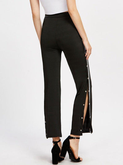 Tape Button Side Pants-bottom-Des Mess