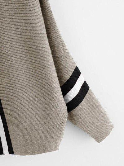 Contrast Striped Panel Ribbed Sweater-outerwear-Des Mess