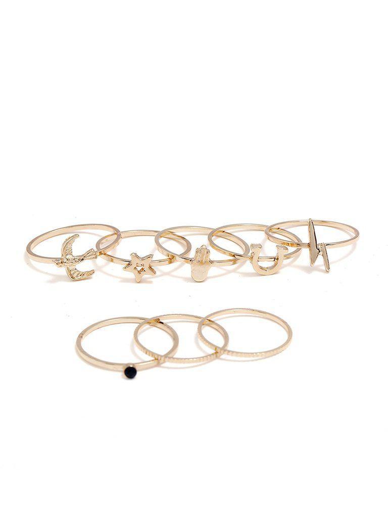 Bird & Star Design Ring Set-jewelry-Des Mess