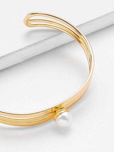 Faux Pearl Open Cuff Bracelet-jewelry-Des Mess
