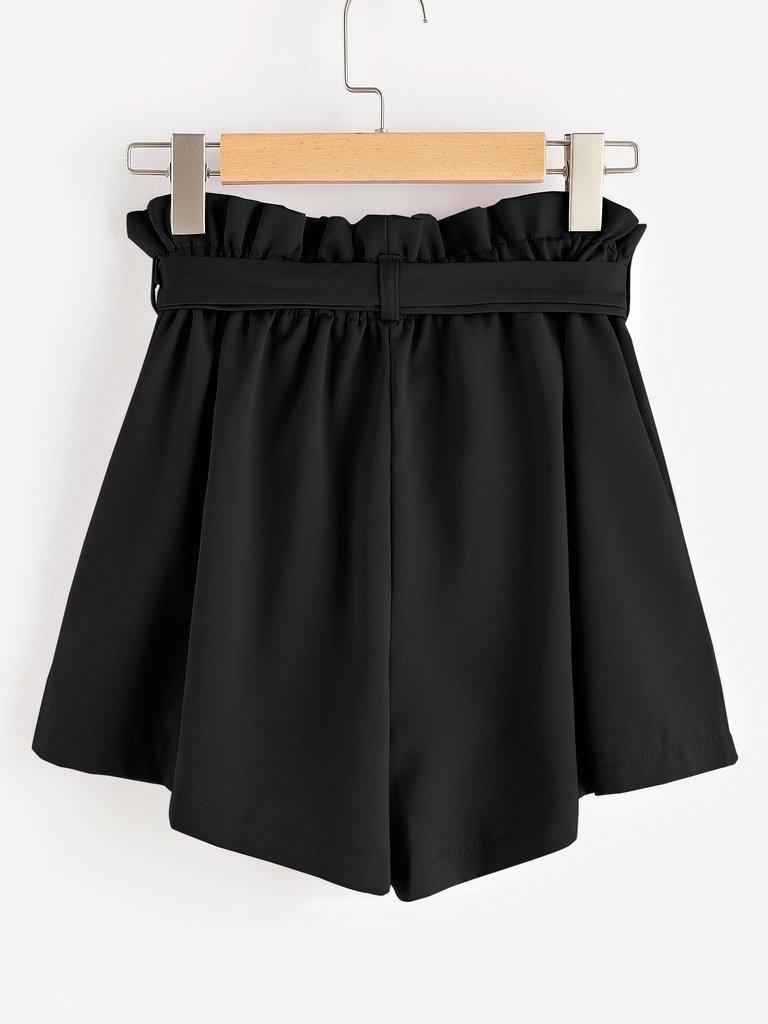Frill Waist Self Tie Shorts-bottom-Des Mess