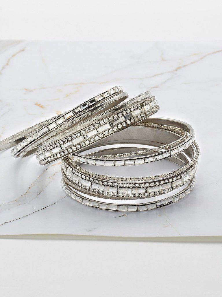 Rhinestone Embellished Bangle Bracelet Set--Des Mess