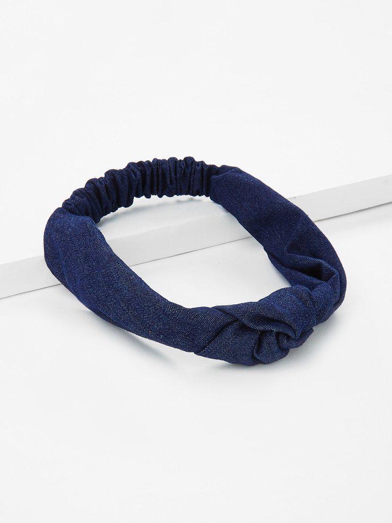 Knot Design Denim Headband-hair-Des Mess