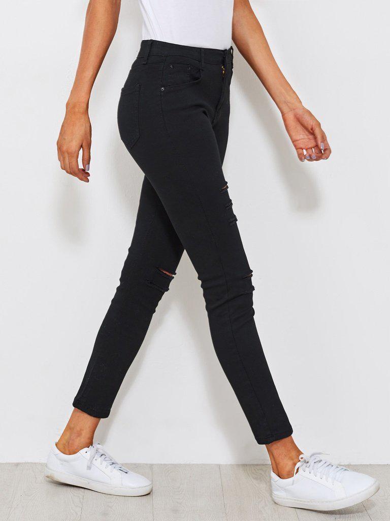 Distressed Skinny Jeans-bottom-Des Mess