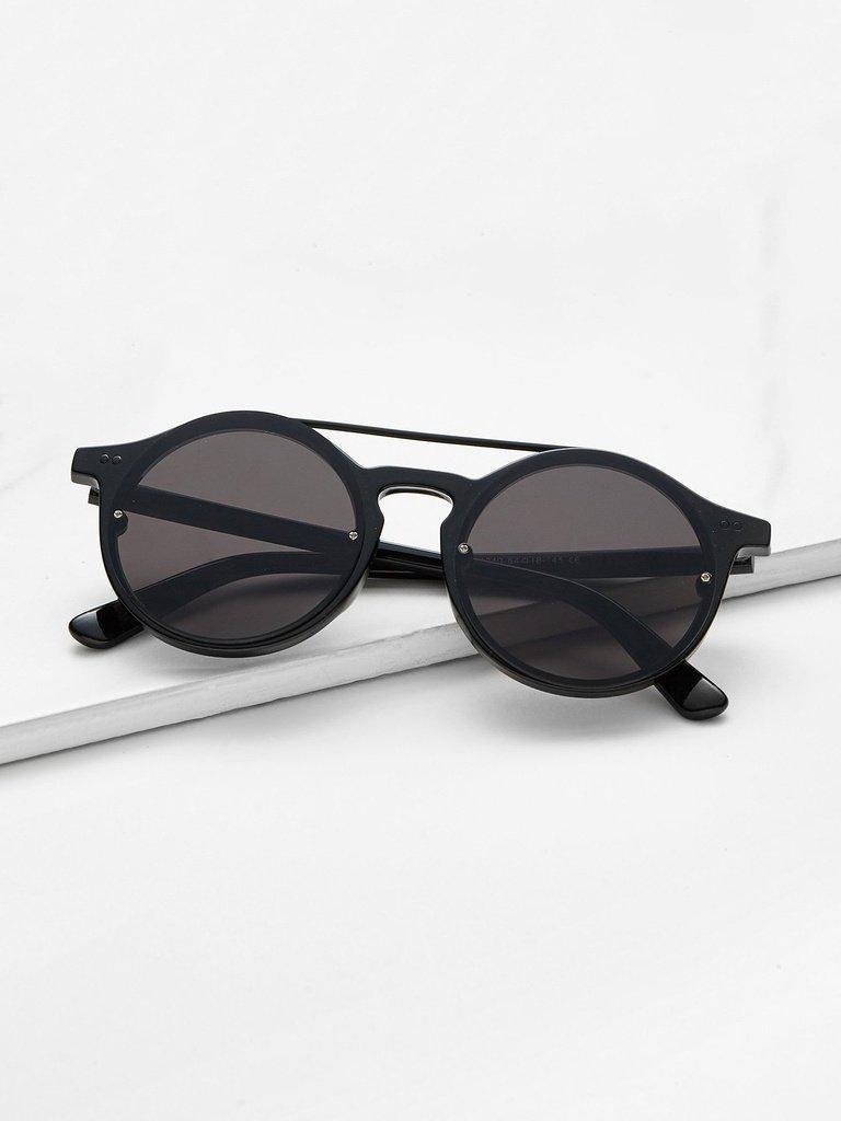 Double Bridge Round Lens Sunglasses-accessories-Des Mess