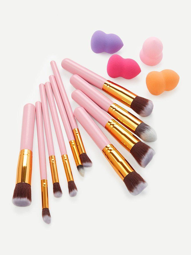Professional Cosmetic Brush 10Pcs With 4 Puffs--Des Mess
