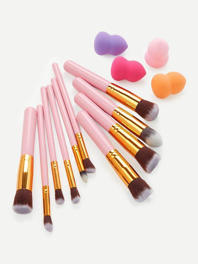 Professional Cosmetic Brush 10Pcs With 4 Puffs--Des Mess