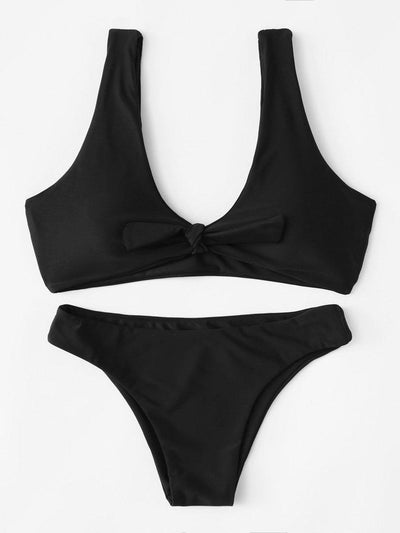 Knot Front Bikini Set-swimwear-Des Mess