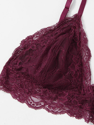 Lace Trim Triangle Bralette-lingerie-Des Mess