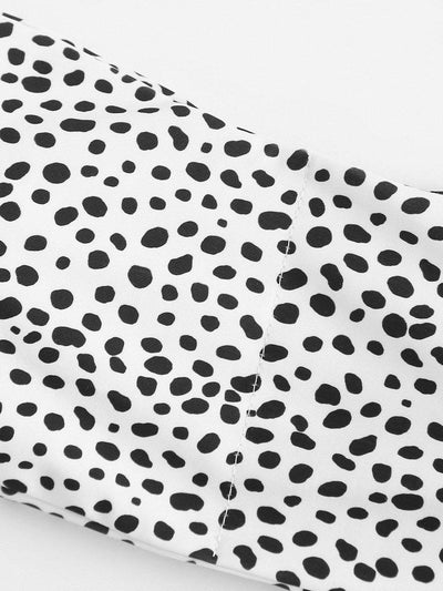 Dot Print Bandeau Bikini Set-swimwear-Des Mess