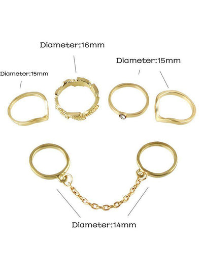 (6 Pcs One Set ) Gold Color Midi Finger Ring Set-jewelry-Des Mess
