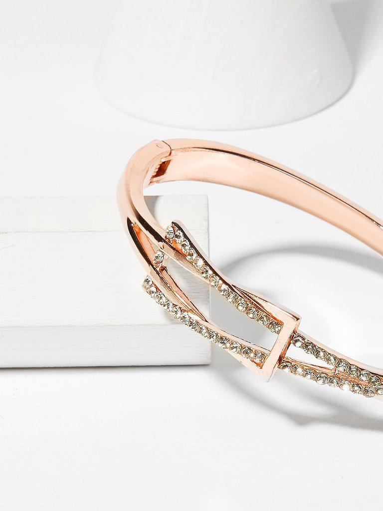 Rhinestone Inlay Spring Cuff Bangle--Des Mess